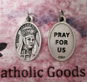 Saint St. Margaret of Scotland - Italian Silver tone Die-Cast OX 1 inch Medal - Picture 1 of 3
