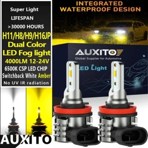 AUXITO Switchback 2X H11 H8 H9 H16 White Amber LED CSP Fog Light Bulb High Power - Picture 1 of 12