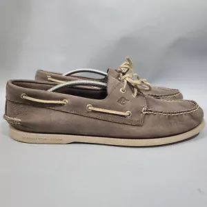 Zapatos de barco Sperry Topsider A/O 2 ojos Richtown gris cuero talla 13 - Imagen 1 de 10