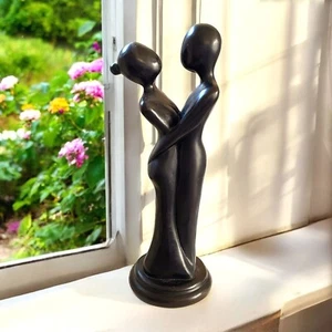 Abstract Modern Dark Brown Resin Sculpture Of Dancing Couple 8 1/4" H - Picture 1 of 9
