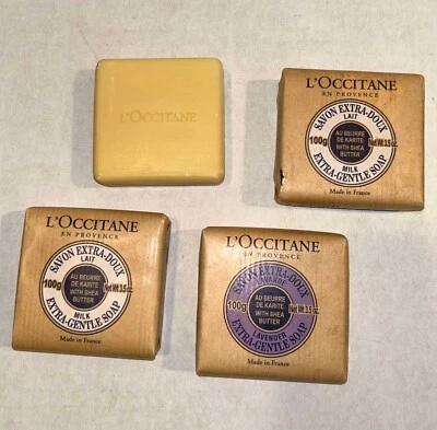 LOT (4) NEW L'Occitane Bar Square Soap Soaps Lavender Shea Butter - Image 1 of 2