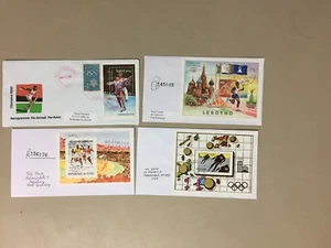 Four OLYMPIC GAMES covers with SS;Laos,Tchad,Lesotho - Picture 1 of 1