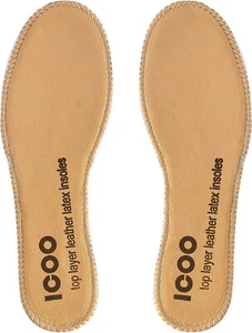 ICOO Damen 6/Kinder 7 Premium dünne Deckschicht Büffelleder Latex Einlegesohlen - Bild 1 von 14