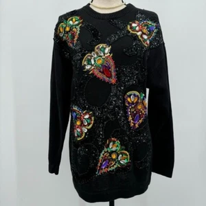 vintage western connection paisley embroidered bedazzled sweater - Picture 1 of 8
