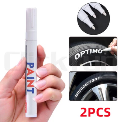 2X White Paint Pens Set Permanent Marker Pen For Car Rubber Tyre Waterproof - image 1 of 4