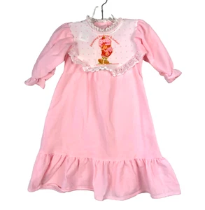 Vintage Sears Strawberry Shortcake & Custard rosa Fleece Nachthemd Größe 1T - Bild 1 von 3