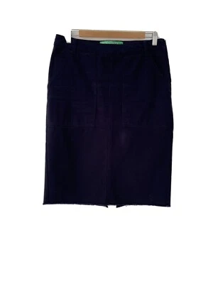 benetton Skirt Size 12 Navy Blue Cotton Pencil Skirt  - Image 1 of 4