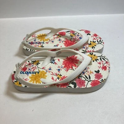 Old Navy Toddler 8 Flip Flops Sandals Floral Hook Eye Closure Boho - Image 1 of 4