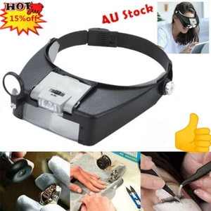 Jewelers Head Headband Magnifier LED&Illuminated Visor Magnifying Glasses Loupe - Picture 1 of 8