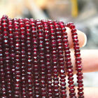 Faceted 2x4mm Natural Indian Red Garnet Rondelle Loose Beads 15"