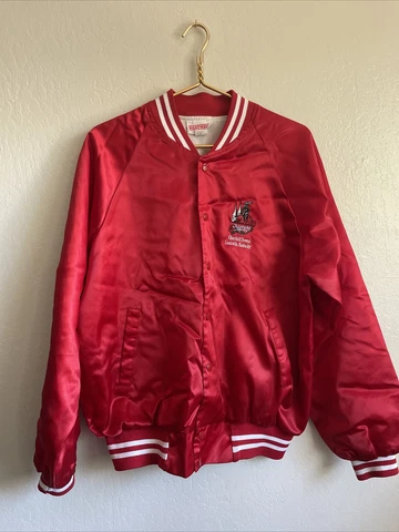 Rare Vintage Kentucky Derby 116 89 90 Red Hartwell jacket Satin Bomber Snap LG Cover