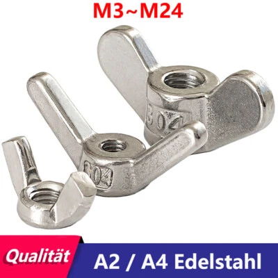 Flügelmuttern M3 M4 M5 M6 M8 M10 M12 M16 M20~M24 Edelstahl Flügelmutter DIN 315 - Bild 1 von 4