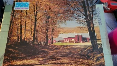 500 шт. ПАЗЛ от GOLD COUNTRY LANE КРАСНЫЙ АМБАР ОСЕННИЕ ЛИСТЬЯ ПОЛЯ ИЗЯЩНЫЙ - Изображение 1 из 2