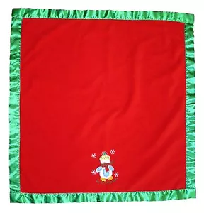 Cutie Pie rot grün Satinborte Baby Sicherheitsdecke My 1st Christmas Pinguin - Bild 1 von 4