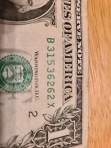 B 31536262 X. $1 FRN Fancy "X" Note. - Picture 1 of 3