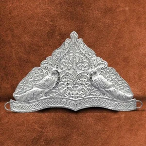 Corona Pavo Mayor (Mukut) para Deidad en Plata Pura Chandi Mejor Diseño Ompooja - Imagen 1 de 2