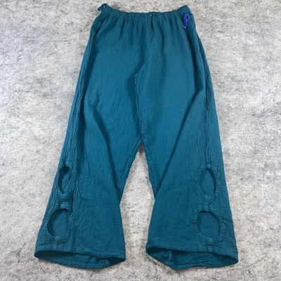 Oh My Gauze! Pantalones para mujer 1 verde azulado arrugado algodón recortado nube recortado Lagenlook Foto 1 de 4