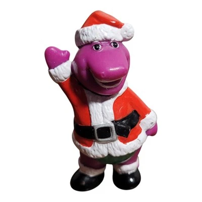  Figura de plástico de 2,5" Barney el dinosaurio como Santa Navidad 1993 Foto 1 de 4
