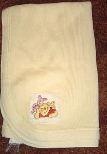 Disney Winnie the Pooh Piglet Patch Yellow Thermal Receiving Baby Blanket - Picture 1 of 3