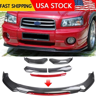 Carbon Fiber Red Front Bumper Lip Spoiler+Splitter Kits For Subaru Forester Foto 1 de 4
