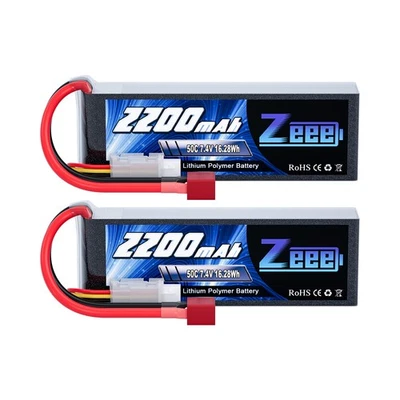 2x Zeee 2S Lipo Akku T Stecker 7,4V soft shell 2200mAh 50C für RC Auto FPV UAV - Bild 1 von 4