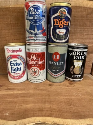 Lote De Colección De 6 Latas De Cerveza Coleccionables PULL TAB Milwaukee Best, Hanley & Tiger... Foto 1 de 4