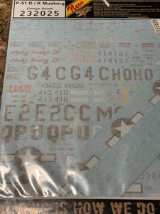 HGW DECALS # 2320251 1:32nd SCALE P-51D/K MUSTANG DECAL - Picture 1 of 1