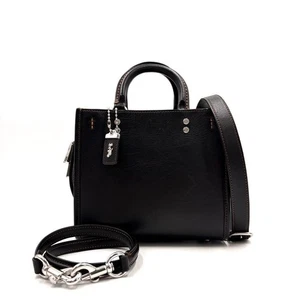 COACH Rogue 20 Glovetanned Leather 2Way Shoulder Bag Handbag CH364 Black Used - Picture 1 of 12