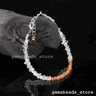 Bracciale regolabile in argento sterling 925 con diamanti Herkimer al... - Immagine 1 di 4