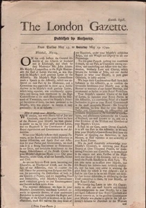 London Gazette Number 8328 From Tuesday May 15 to Saturday May 19 1744 / 1st ed - Picture 1 of 1