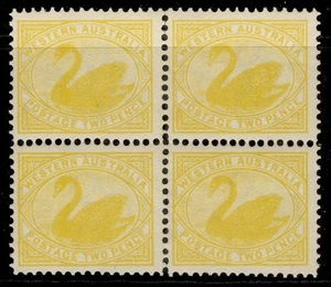 AUS - Western Australia EDVII SG118, 2d yellow, NH MINT. Cat £120+ BLOCK x4 - Picture 1 of 1