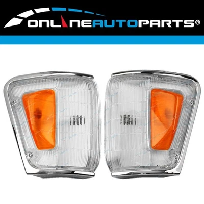 Pair Chrome Trim Corner Indicator Park Lights for Toyota Hilux 4WD Set 1988~1991 - Image 1 of 4