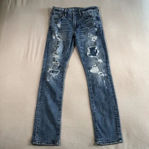 American Eagle Airflex Patchwork Distressed Slim Herrenjeans Größe 31 x 32 - Bild 1 von 13