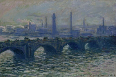 WATERLOO BRIDGE LONDON 1902 IMPRESSIONIST PAINTING BY CLAUDE MONET REPRO  - Image 1 of 3