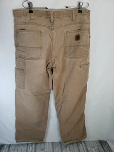Vtg Carhartt 36x30 Double Knee Carpenter Pants Brown Loose Fit Distressed - Picture 1 of 22