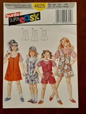 BURDA PATTERN - 4625 GIRL TEEN JUMPSUIT JUMPER PINAFORE OVERALLS 10-16jun UNCUT - Image 1 of 2