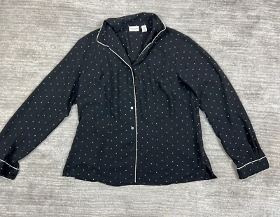 Covington Top Womens 14-16 Black Longsleeve Sheer Polka Dot Casual — 第 1/4 张图片