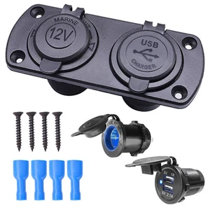 Auto KFZ Zigarettenanzünder Steckdose mit Dual USB Ladegerät Buchse Einbau 12 V - Bild 1 von 7