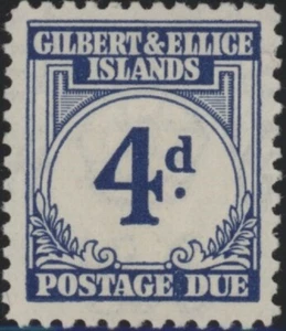 Gilbert & Ellice George VI 4d blue postage due stamp D4 mint - Picture 1 of 1