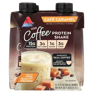 Atkins Protein Shake, Iced Coffee Café Caramel, Keto Friendly, 15g Protein, Caff - Picture 1 of 10