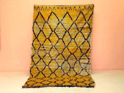 Alfombra de corredor marroquí, alfombra moderna de mediados de siglo, alfombra de fibra natural, alfombra naranja 4,7 x 8 pies Foto 1 de 4