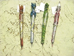 GREEN BLUE RED LT GR DRAGON PEN SET OF 4 BALL POINT PENS 15674 NEW 6 INCHES LONG - Picture 1 of 2