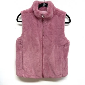 J. Crew #K2216 Women's Faux Fur Vest, pink, full zip, pockets Small - Picture 1 of 6