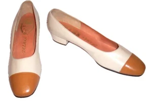 Delman Shoes 9.5 AAA Leather Low Heel Cap Toe Career Heels Pumps New - Picture 1 of 6