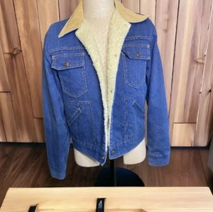 Vintage Denim Jean Jacket By Freedom Trucker half million mile with faux Sherpa. - Picture 1 of 8