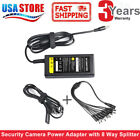 Security Camera Power Adapter Cable US Plug For 12V CCTV W/ 8 Way Splitter Cable