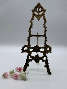Vintage Ornate Brass Easel Art Holder Picture Book Menu Stand 26cm - Picture 1 of 11