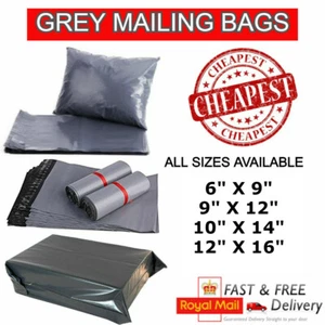 GREY MAILING BAGS CHEAP ALL SIZES STRONG QUALITY SELF SEAL POLY POST POSTAL MAIL - Picture 1 of 5