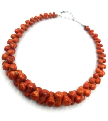 Collar de plata esterlina Jay King Mine Finds rojo naranja hueso de perro graduado coral Foto 1 de 4