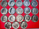 One Dime 1965 to 1982 Roosvelt (18 Coins) Lote - Good Condition KM# 195a